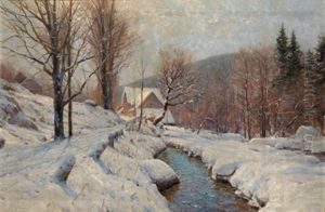 Winterliche Landschaft Mit Forsthaus