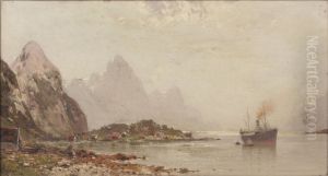 A Village Near A Fjord by Walter Moras