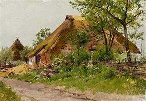 Hytter I Et Sommerlandskab by Walter Moras