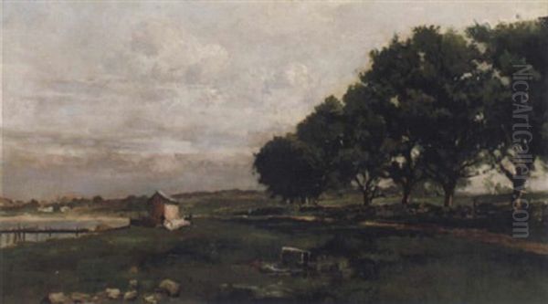 Sommarlandskap Med Byggnader Och Figurer - view 1