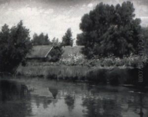 Spreewaldlandschaft Mit Bauernhausern Unter Baumen