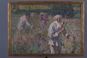 Scything The Grass by Alexandre Victor Moravov