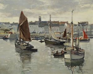 Douarnenez, Le Port Au Soleil Couchant by Paul Morchain