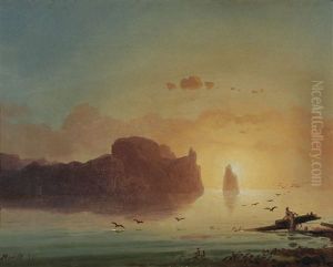 Kystlandskap I Solnedgang by Gustav Adolph Mordt