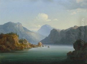 Norwegische Fjordlandschaften. 2 Gemalde, Je