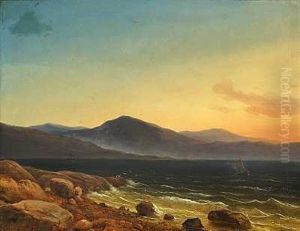 Norsk Fjordlandskab Med Sejlbad Og Damper