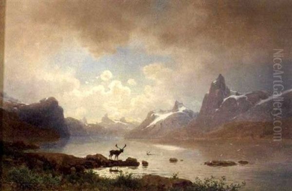 Et Reinsdyr Ved Fjellvann - view 1