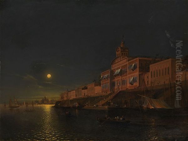 Moonlit Night On An Italian Lagoon - view 1