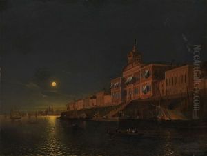 Moonlit Night On An Italian Lagoon by Alexandr Nikolaevich Mordvinov