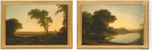 An Extensive View Of Rome With Figures And Goats In The Foreground (+ View Of Lake Albano And Castel Gandolfo With Figures In The Foreground; Pair)