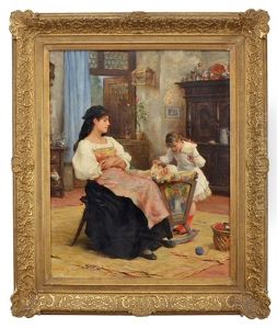 L'heureuse Mere. Interior Med Mor Och Barn by Georges Moreau de Tours