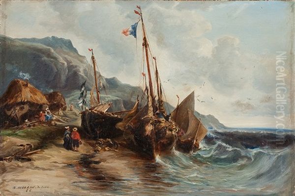 Gestrandete Segelboote An Der Sturmischen Atlantikkuste - view 1