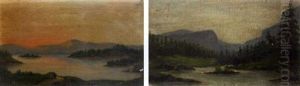 Paysage De Montagne (+ Paysage Au Lac; Pair) by Georges Moreau de Tours