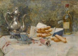 Nature Morte Sur La Table De La Cuisine by Therese Moreau De Tours