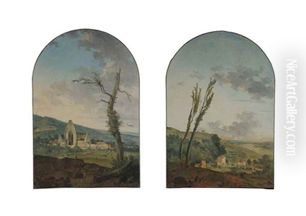 Paysage Avec Une Vue Presumee De L"abbaye Des Vaux De Cernay; Et Paysage Avec Une Ferme Et Un Pigeonnier - view 1