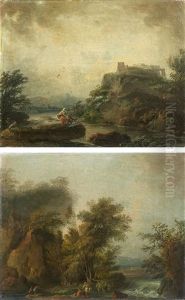 Paysages Animes (pair) by Louis Gabriel Moreau