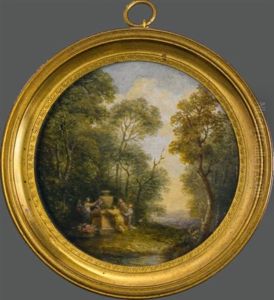 Jeunes Femmes Dans Un Paysage Fleurissant L'autel De L'amour by Louis Gabriel Moreau