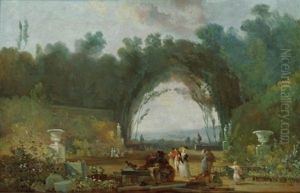 Vue D'une Terrasse, A Saint-cloud(?) by Louis Gabriel Moreau