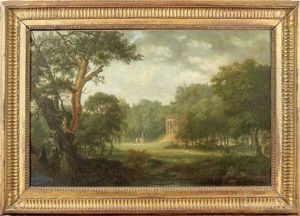Temple A L'amour Dans Un Paysage by Louis Gabriel Moreau
