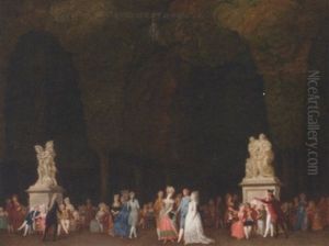 Elegant Figures In A Park by Louis Gabriel Moreau