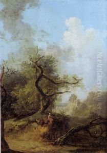 Personnage Dans Un Paysage by Louis Gabriel Moreau