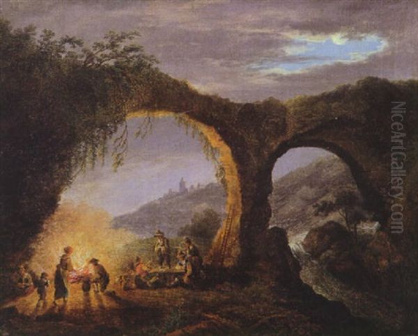 Nachtliche Landschaft Mit Bauern - view 1