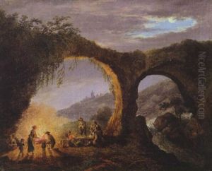 Nachtliche Landschaft Mit Bauern by Louis Gabriel Moreau