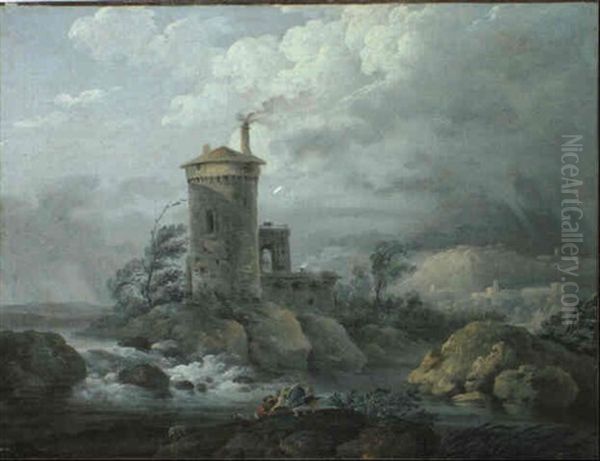 Paesaggio Fluviale Con Castello - view 1