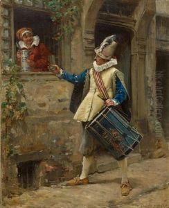 A Drummer Receives A Glass Of Water From A Lady At A Window