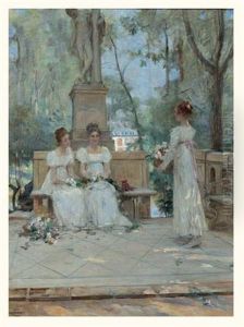 Elegantes Sur Une Terrasse