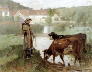 Paysanne Aux Vaches Et A La Mare Paysanne Aux Vaches Et A La Mare