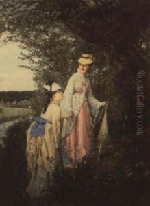Two Women In A River Landscape Two Women In A River Landscape