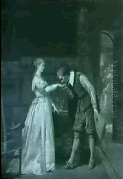 Receiving His Affections/an Interior Genre Scene - view 1