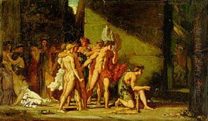 Les Atheniens Livres Au Minotaure Dans Le Labyrinthe De Crete
