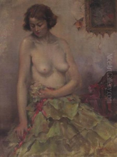 Jeune Femme Nue Passant Sa Robe - view 1