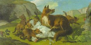 Fuchse, Die Ein Huhn Rupfen by Nikolas Moreau