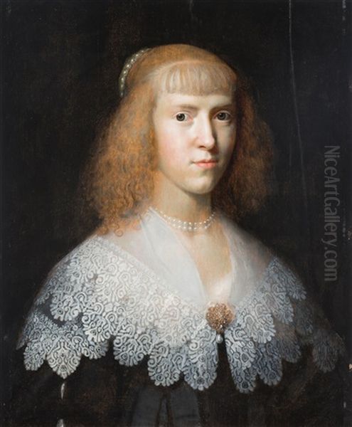 Portrait Einer Jungen Dame Mit Perlenkette - view 1