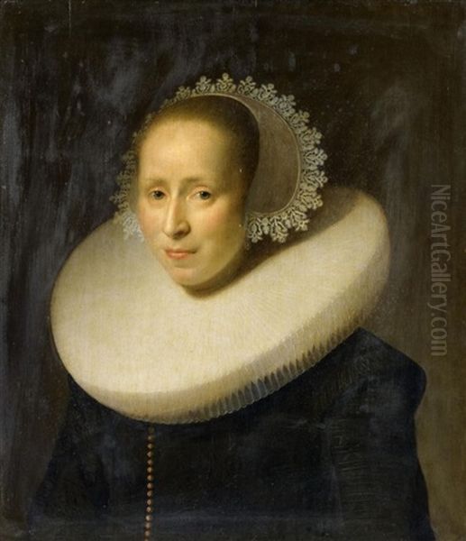 Bildnis Einer Dame In Einem Schwarzen Kleid, Mit Fraise Und Haarschmuck - view 1