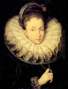 Portrait De Jeune Femme Portant Une Fraise by Paulus Moreelse