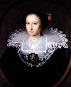 Portrait Of A Young Lady, Half Length, Wearing Black With An Elaborate White Ruff