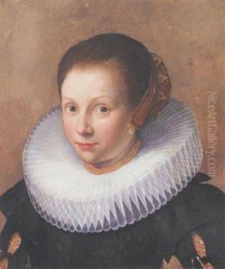 Portrait Of A Lady Wearing Black With A White Ruff And A Head-dress