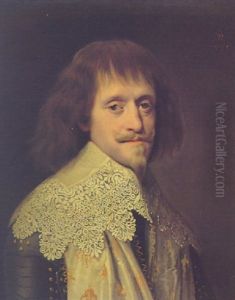 Portrait Of A Gentleman, Wearing A Lace Collar And The White Sash Of The French Regiment, With The Gold Flames Of The Saint-esprit