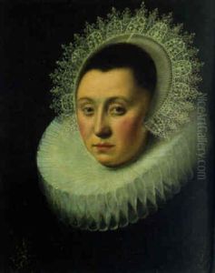 Portrait Of A Lady, Half-length, In A Black Dress With White Ruff And A Headdress