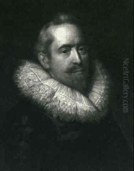 Portrait Of A Gentleman, In Black Embroidered Waistcoat And Lace Ruff - view 1