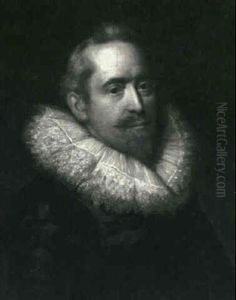 Portrait Of A Gentleman, In Black Embroidered Waistcoat And Lace Ruff