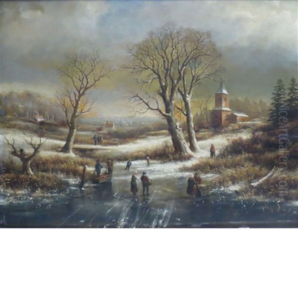 Figures In A Snowy Landscape - view 1