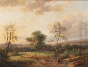 Landscape Vista With Figures On The Dirt Road