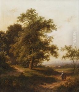 Figures On A Woodland Path by Jan Evert Morel the Elder