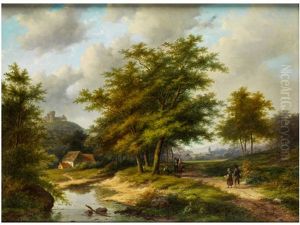 Sommerliche Landschaft Mit Wandernden by Jan Evert Morel the Younger