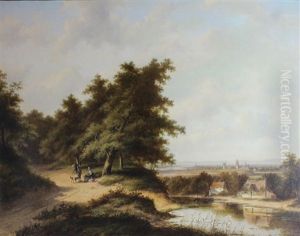 La Conversation Sur Le Chemin Qui Surplombe La Ville by Jan Evert Morel the Younger